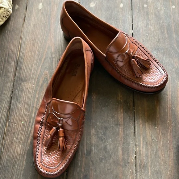 Bass Thoreau Shoes Mens Leather Tassels Loafers Woven 9.5 M Brown Career Classic Bass Thoreau Shoes Mens Leather Tassels Loafers Woven 9.5 M  main image 2